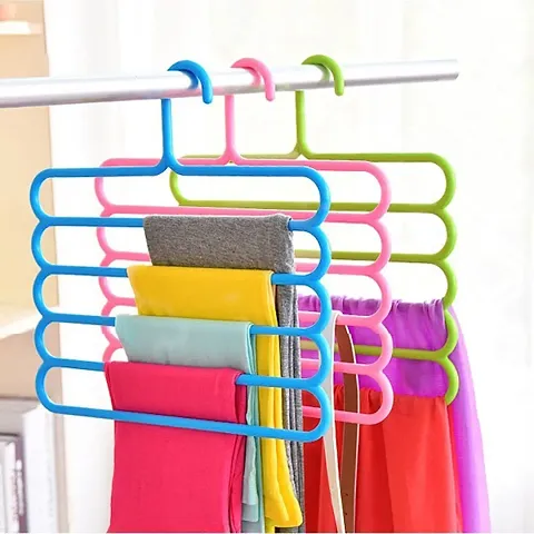 ARADENT? 5 Layer Pants Clothes Hanger Wardrobe Storage Organizer Rack (Set of 10)