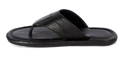 Men's Black Solid Synthetic Leather Slip-On Slippers-thumb2