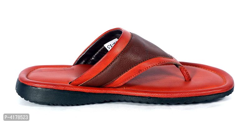 Men's Multicoloured Self Design Synthetic Leather Slip-On Slippers-thumb3