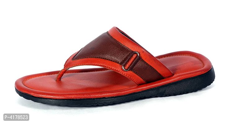 Men's Multicoloured Self Design Synthetic Leather Slip-On Slippers-thumb2