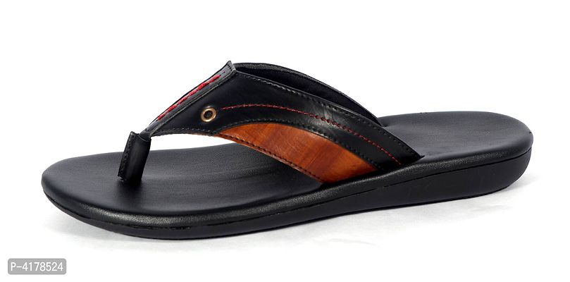 Men's Multicoloured Self Design Synthetic Leather Slip-On Slippers-thumb2
