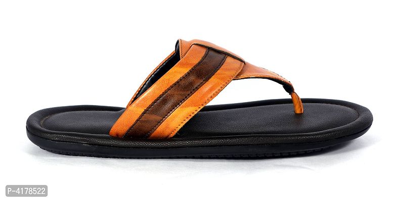 Men's Multicoloured Self Design Synthetic Leather Slip-On Slippers