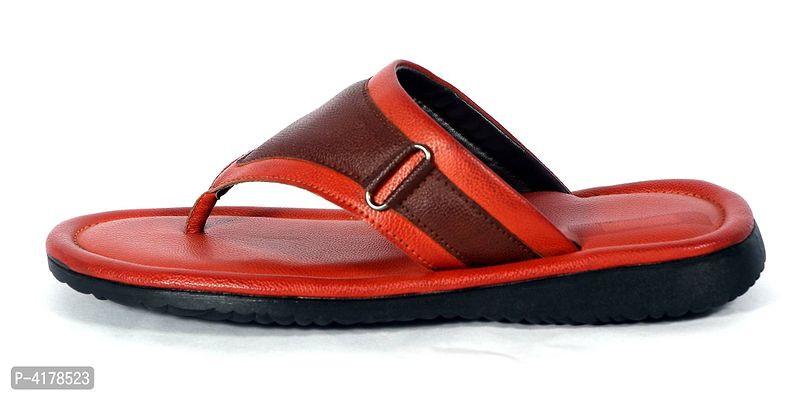 Men's Multicoloured Self Design Synthetic Leather Slip-On Slippers-thumb0