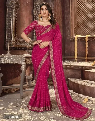 Stylish Georgette Saree with Blouse Piece-thumb0