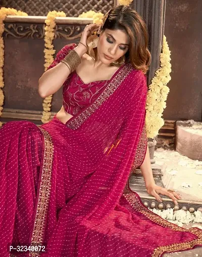 Stylish Georgette Saree with Blouse Piece-thumb4