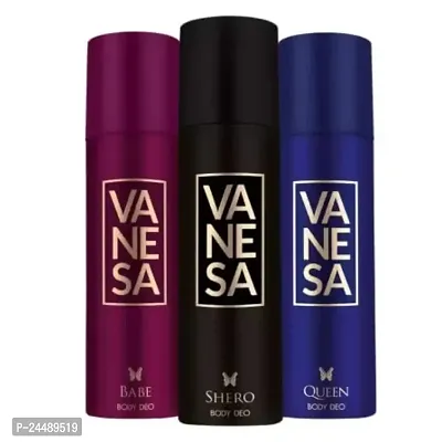 VANESA Babe Deo, Queen Deo, Shero Deo (150ML Each) - Combo Pack of 3 | Fresh  Authentic Fragrance Luxury Long Lasting Deodorant for Women-thumb0