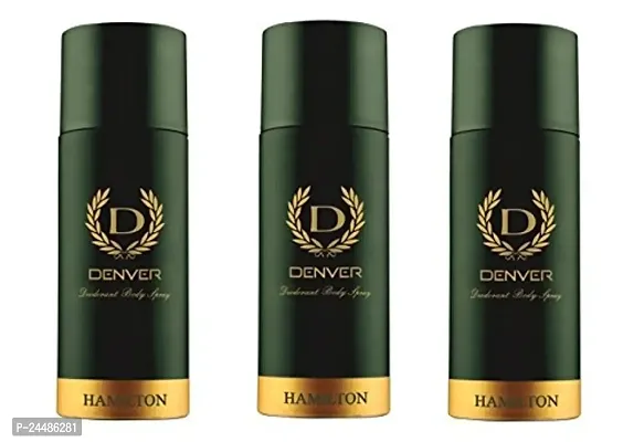 Denver Hamilton Deodorant Body Spray for Men, 165ml (Pack of 3)