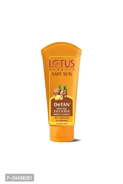 Lotus Herbals Safe Sun DeTAN After-Sun Face Scrub, Walnut  Turmeric, All Skin Types, Orange, 100 g-thumb0