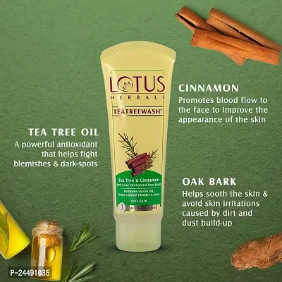 Lotus Herbals TEATREEWASH Tea Tree  Cinnamon Anti-Acne Oil Control Face Wash 120ml with WhiteGlow Advanced Pink Glow Brightening Night Cream 50gm-thumb5