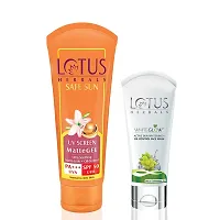 Lotus Herbals Safe Sun Uv Screen Mattegel Pa+++ Spf-50, 100g with Whiteglow Active Skin Whitening and Oil Control Facewash, 50g-thumb1