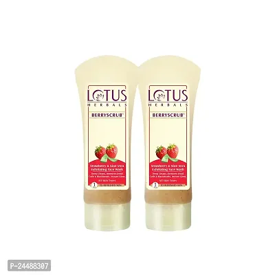 Lotus Herbals Berryscrub Strawberry  Aloe Vera Exfoliating Face Wash-thumb0