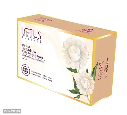 Lotus Herbals Radiant Partyglow White Peony, Argan Skin Brightening  Detaning Facial Kit 1 KIT and Radiant Pearl Facial Kit for Lightening  Brightening skin with Pearl dust  Green Tea 37g 1 Kit-thumb2