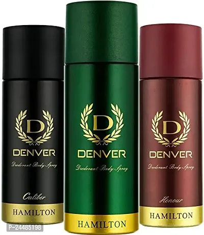 Denver Hamilton, Honour and Caliber Deodorant Body Spray for Men, 165ml (Pack of 3)