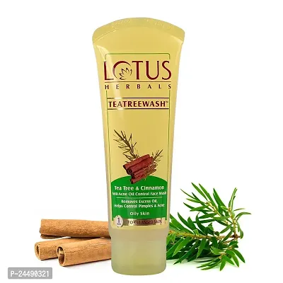 Lotus Herbals Teatreewash Face Wash with Tea Tree Oil  Cinnamon Anti Acne Oil Control, 120g And Whiteglow 3-In-1 Deep Cleansing Skin Whitening Facial Foam 50g-thumb4