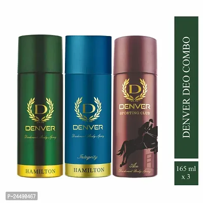 DENVER Hamilton Deo, Ace Deo, Integrity Deo (165ML Each) - Combo of 3 Deo Body Sprays | Long Lasting Luxury Fragrance Deodorant Spray for Men-thumb5