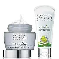 Lotus Herbals Whiteglow? Skin Whitening  Brightening Nourishing Night Cr?me 60g With Oil Control Facewash 50g, 60 g-thumb1