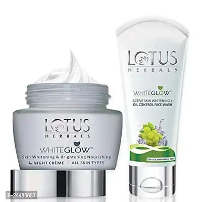 Lotus Herbals Whiteglow? Skin Whitening  Brightening Nourishing Night Cr?me 60g With Oil Control Facewash 50g, 60 g-thumb2