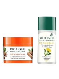 Biotique Set Of Sandalwood 50+ SPF UVA/UVB Sunscreen  Dandelion Lightening Serum-thumb1