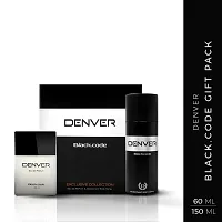 DENVER Black Code Exclusive Collection Gift Set : Deo (150ML) + Perfume (60ML) | Long Lasting Fragrance Gift Set for Men-thumb1