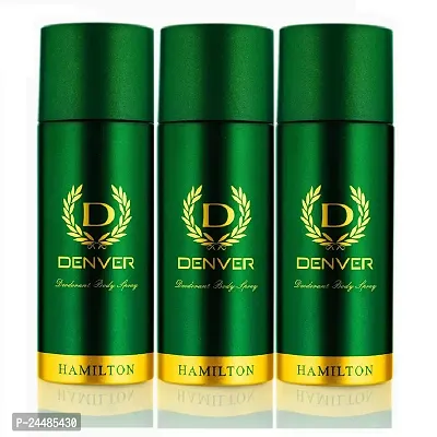 DENVER Hamilton Deodorant, 165ML Each (Pack Of 3) | Long Lasting Deo Body Spray For Men-thumb0