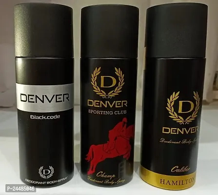 DENVER Hamilton Deo (165ML) + Caliber Deo(165ML) + Pride Deo (165ML) - Combo of 3| Long Lasting Deodorant Combo Set for Men