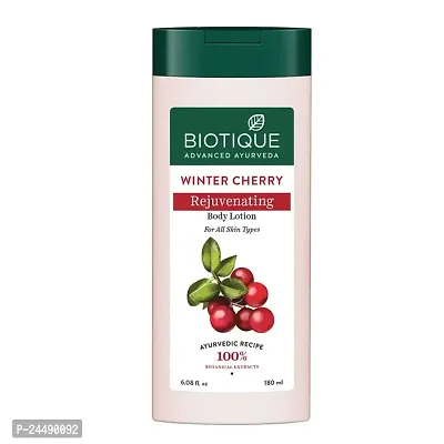 Biotique Winter Cherry Rejuvenating Body Lotion | Moisturizes and Hydrates the Skin | Prevents Ageing, Wrinkles and Dark Spots| 100% Botanical Extracts| Suitable for All Skin Types | 180ml