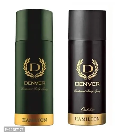 DENVER Hamilton Deodorant(165ML) + Caliber Deodorant (165ML) - Combo Pack 2 For Men | Long Lasting Deo for Men