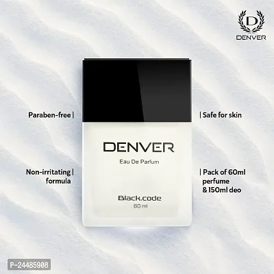 DENVER Black Code Exclusive Collection Gift Set : Deo (150ML) + Perfume (60ML) | Long Lasting Fragrance Gift Set for Men-thumb5