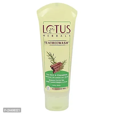 Lotus Herbals Teatreewash Face Wash with Tea Tree Oil  Cinnamon Anti Acne Oil Control, 120g And Whiteglow 3-In-1 Deep Cleansing Skin Whitening Facial Foam 50g-thumb2