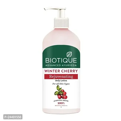 Biotique Winter Cherry Rejuvenating Body Lotion | Moisturizes and Hydrates the Skin | Prevents Ageing, Wrinkles and Dark Spots| 100% Botanical Extracts| Suitable for All Skin Types | 300ml