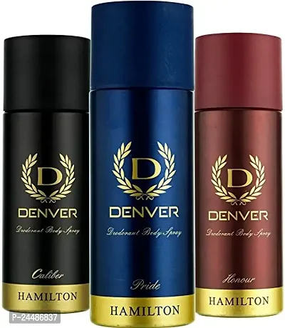 Denver Hamilton, Honour, Pride and Caliber Deodorant Body Spray for Men, 165ml (Pack of 3)