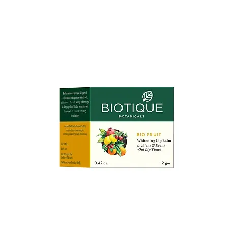 Biotique Fruit Whitening Lip Balm Lightens Evens Out Lip Tones, 12g