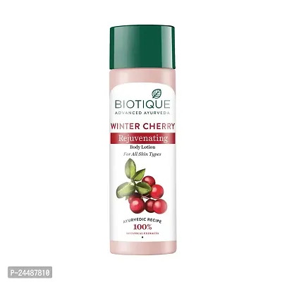 Biotique Winter Cherry Rejuvenating Body Lotion | Moisturizes and Hydrates the Skin | Prevents Ageing, Wrinkles and Dark Spots| 100% Botanical Extracts| Suitable for All Skin Types | 120ml