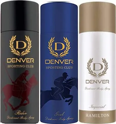 DENVER Imperial, Rider  Goal Deodorant -165ML Each (Pack of 3) | Long Lasting Deo for Men