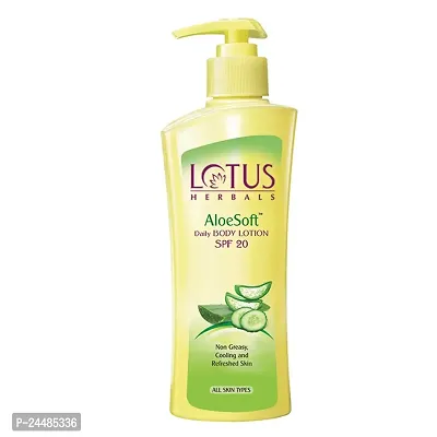 Lotus Herbals Aloesoft Daily Body Lotion | Non Greasy | Cools and Refreshes Skin | SPF 20 | For All Skin Types | 250ml