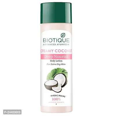 Biotique Creamy Coconut Deep Nourish Body lotion For Extra Dry Skin | Heals, Repairs, and Soothes the Skin | Moisturizing? and Skin-Humidifying | 100% Botanical Extracts| All Skin Types | 120ml