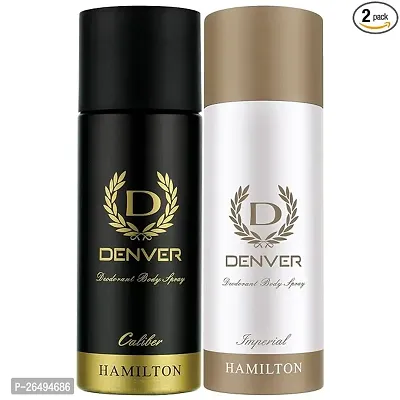 DENVER Caliber Deo + Imperial Deo - 165ML Each (Combo Pack of 2) | Long Lasting Fragrance for Men