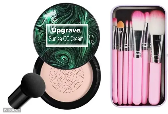 Upgrave Sunisa foundation waterproof cc cream Foundation  (Beige, 30 g)  ,  Makeup Brush Pack of 7
