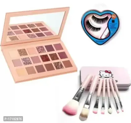 Upgrave Nude Professional Eyeshadow  Hello Kitty Soft Makeup Brushes  Heart Eye lashes 18 ml  (Nude Professional)-thumb0
