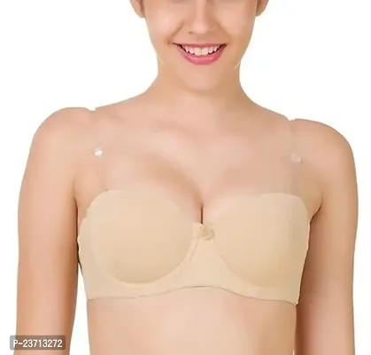 Womens Heavy Padded Underwired transparent Strap Push-up Bra-thumb0