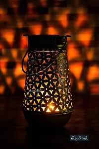 Handmade Rajasthani Traditional Brass Hanging Pitcher Jar Tea Light Holder with Antique Wall Bracket-thumb3