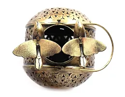 Crafts Metal Decorative Round Shaped Tea Light Holder with Bird Stand Showpiece-thumb2