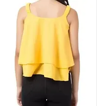 Sleeveless Self Design Women's Top (X-Small, Yellow)-thumb1