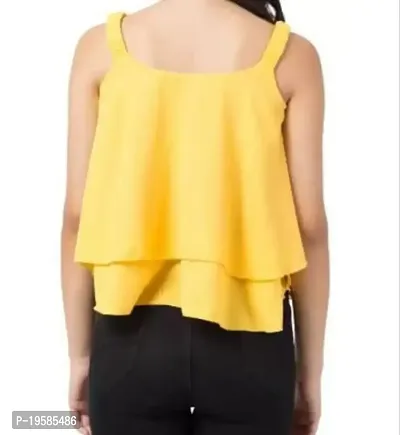 Sleeveless Self Design Women's Top (X-Small, Yellow)-thumb2