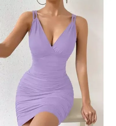 Stylish Lycra Solid Bodycon Dress For Women