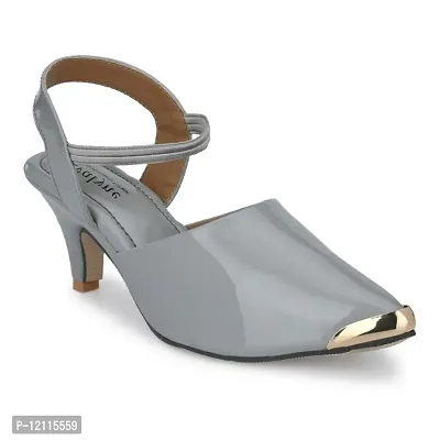 Womens Grey Synthetic Elastic Fashion Stiletto Heels