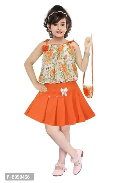 Orange Georgette Empire Waist Frock For Girls