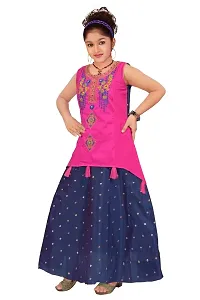 4 YOU DRESSES Girl's Gown (TRADITNIOL 2022_Deep Pink With Navy Blue)-thumb3