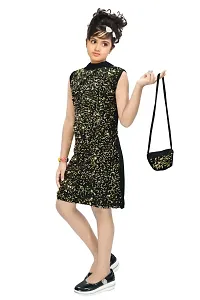 4 YOU DRESSES Beautiful Sparkle Velvet Frock with Bag for Girl-thumb1