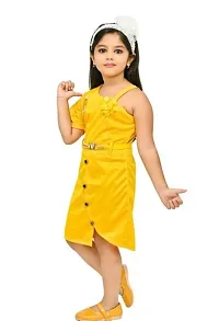 4 YOU DRESSES Beautiful Velvet and Creta Fabric Combo Dress with Bag for Girls-thumb1